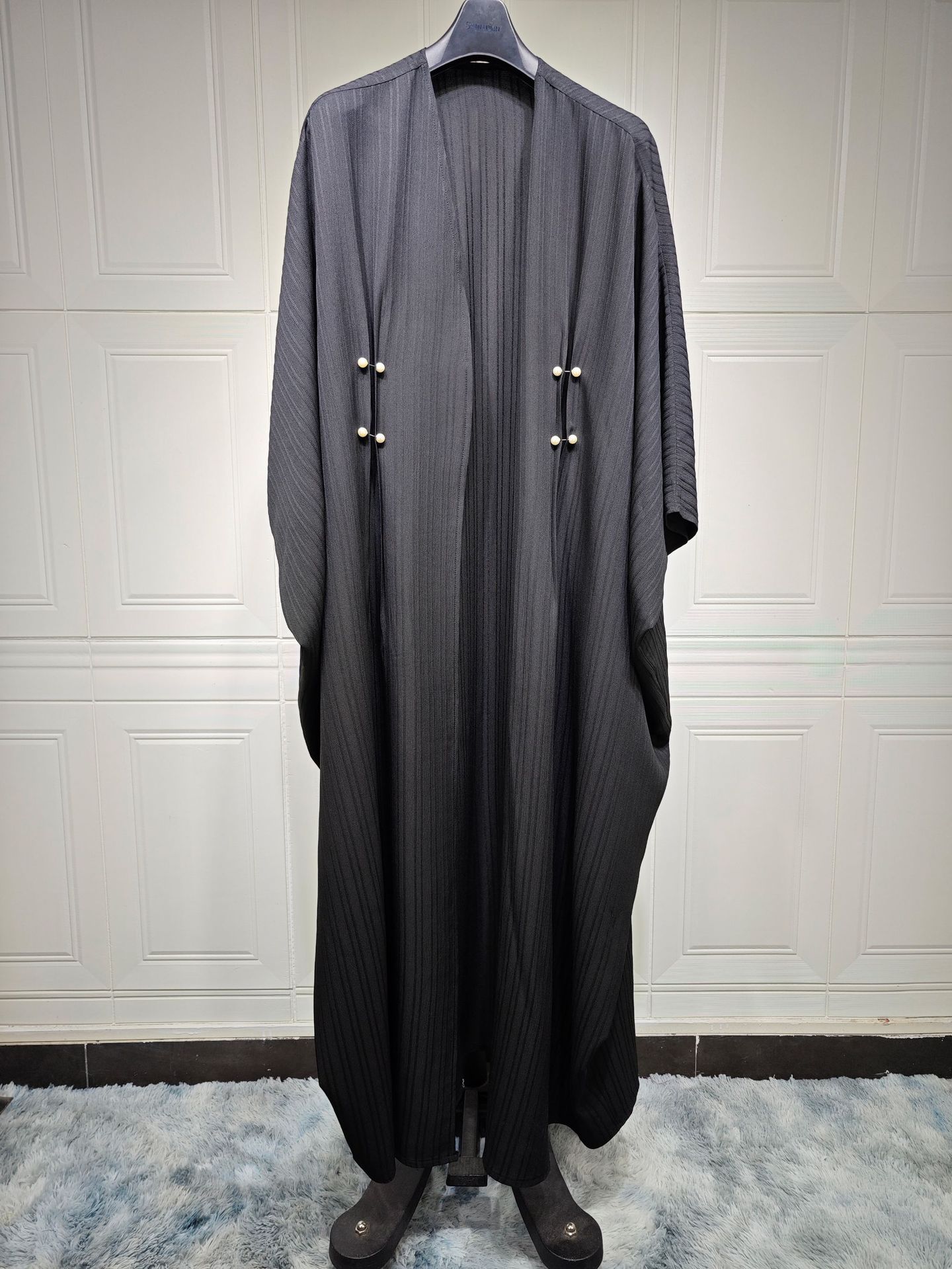 Abaya Kimono Moderne : Cardigan Long Texturé Marron Taupe