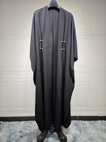 Abaya Kimono Moderne : Cardigan Long Texturé Marron Taupe