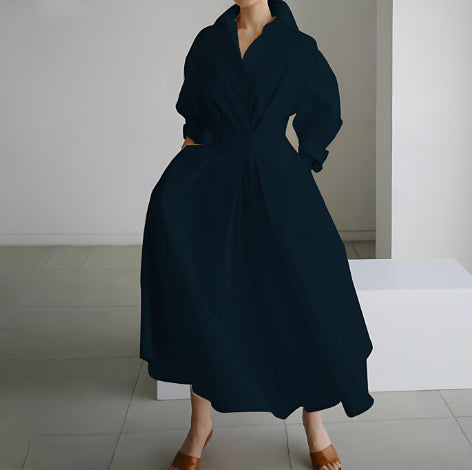 Robe trapèze à manches longues et taille élastique