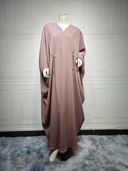 Abaya Kimono Moderne : Cardigan Long Texturé Marron Taupe