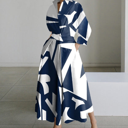 Robe trapèze à manches longues et taille élastique