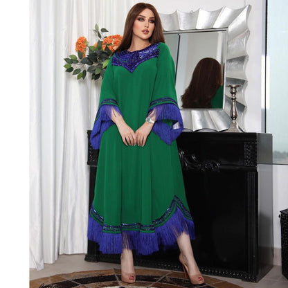 Kaftan Abaya de Soirée : L'Élégance Marocaine aux Détails Scintillants
