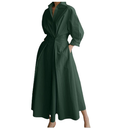 Robe trapèze à manches longues et taille élastique