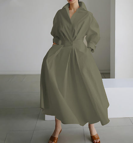 Robe trapèze à manches longues et taille élastique