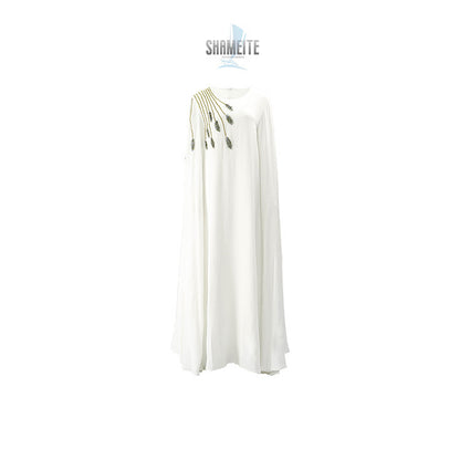 Robe de Soirée Modeste Immaculée : L'Alliance du Drapé et de l'Élégance