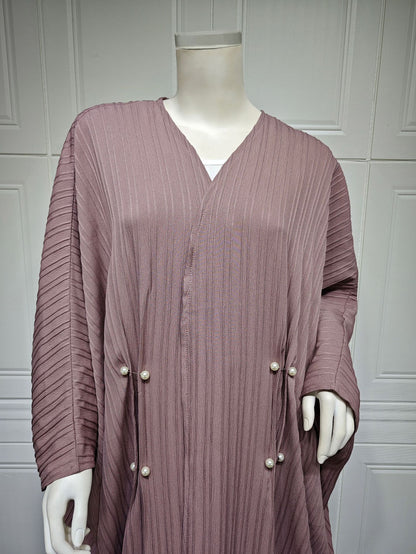 Abaya Kimono Moderne : Cardigan Long Texturé Marron Taupe