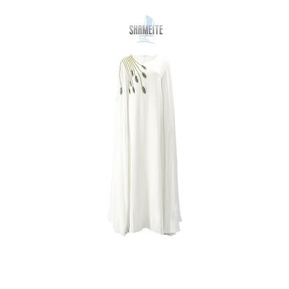 Robe de Soirée Modeste Immaculée : L'Alliance du Drapé et de l'Élégance