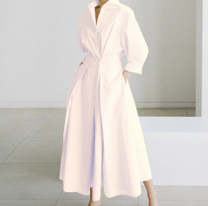 Robe trapèze à manches longues et taille élastique